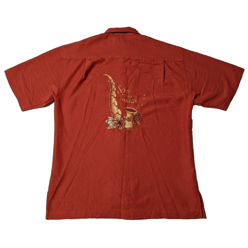 WEEKENDER - SAX ON THE BEACH - Men Medium Red Clay Rayon Blend Embroidered Shirt